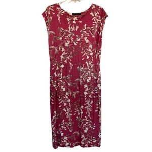 Peruvian Connection Majorca Midi jersey knit floral dress size medium